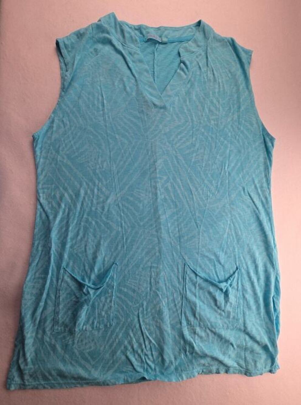 Fresh Produce Blue Sleeveless Cotton Pocket Summer Dress Size Large